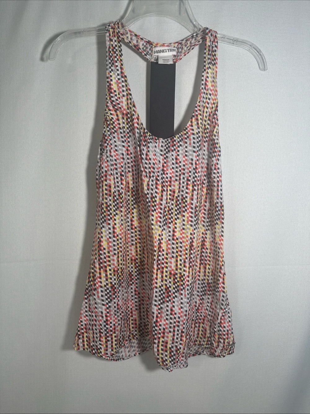 Hang Ten Multicolor Geometric Racerback Tank - Pink, Yellow, Black, White